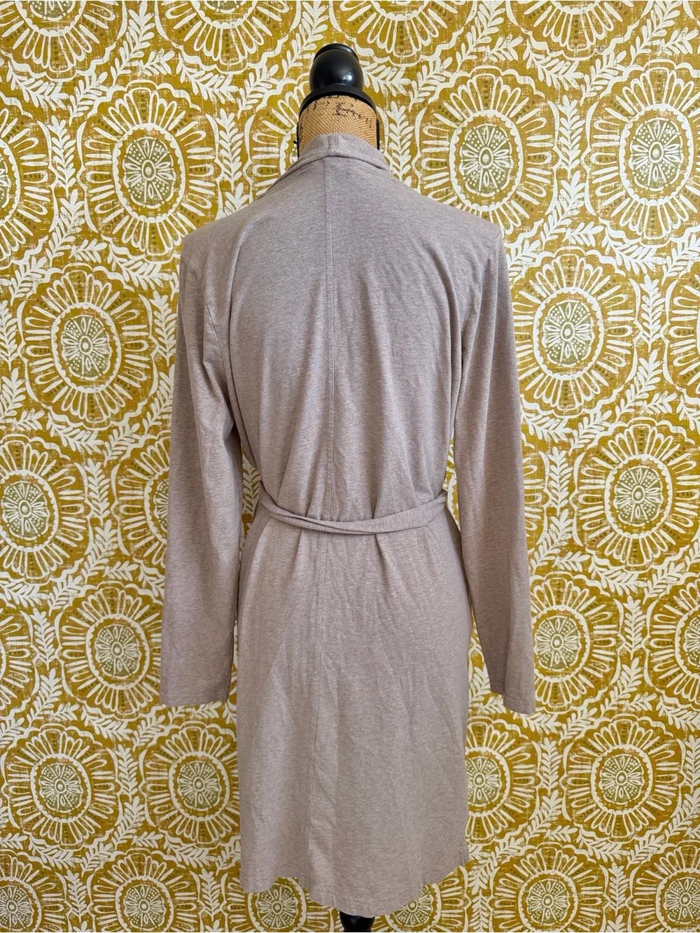 PACT Cool Stretch Organic Cotton Lounge Duster Robe in Oat Heather Sz S